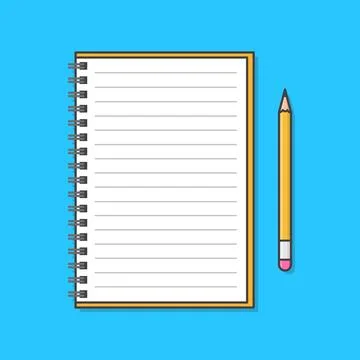 Notebook With A Pencil Vector Icon Illustration. Blank Spiral Notepad Noteb.. Stock Illustration