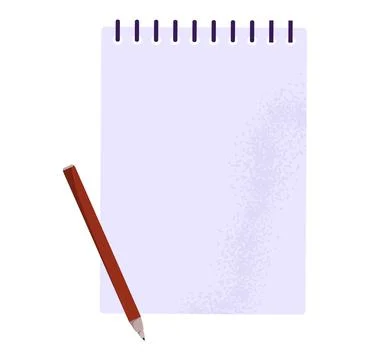 Notebook pencil white background. Blank notepad red pencil, office stationery Stock Illustration