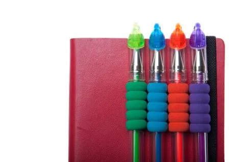 Notebook with pens Stock Photos