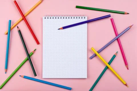 Notebook on a pink background Stock Photos