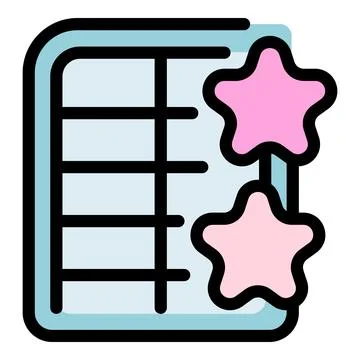 Notebook with pink stars representing feedback and rating Illustrazione stock