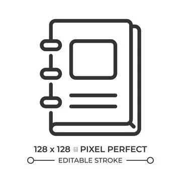 Notebook pixel perfect line icon Stock Illustration