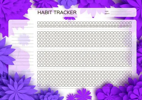 Notebook Planner. Habit tracker. Day challenge. Goal. Cute page for notes Stock Illustration