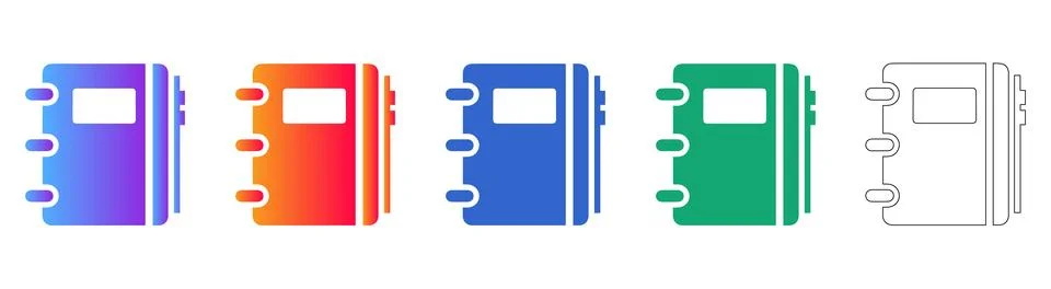 Notebook Planner Icon Set Stock Illustration