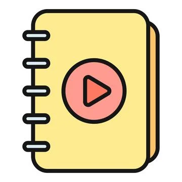 Notebook with play button representing video tutorial content 스톡 일러스트