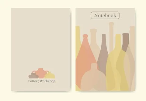 Notebook for pottery workshop. Diary cover design aesthetic pottery class a.. Stock Illustration