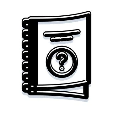 Notebook with question mark icon for faq and help 스톡 일러스트