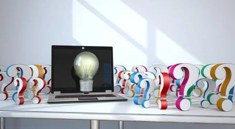 Notebook Question Marks Idea Bulb Stockillustratie