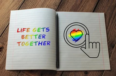 Notebook with a rainbow heart Stock Photos