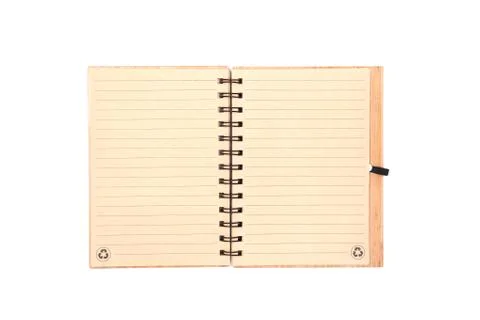 Notebook recycled paper blank on white background. Stock Photos