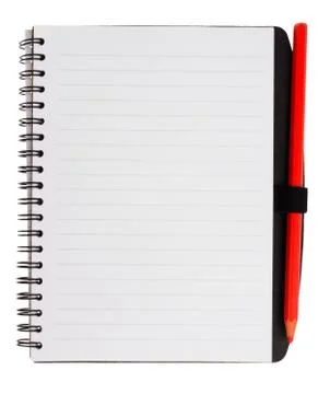 Notebook with red pencil Stock Photos
