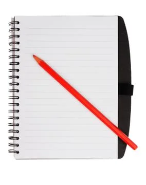 Notebook with red pencil Stock Photos