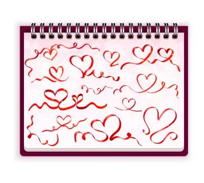 Notebook with red ribbon hearts vector Stock Illustration