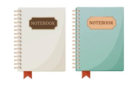 Notebook on rings with bookmark for notes with an inscription. Stock Illustration