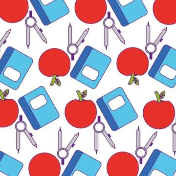 Notebook school with apple fruit pattern Stock Illustration