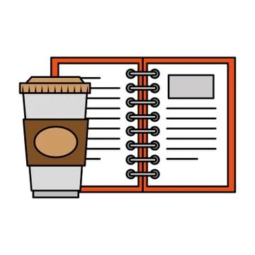Notebook school with coffee Stock Illustration