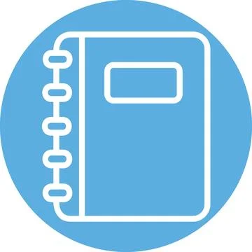 Notebook school icon round flat graphic Ilustración de archivo