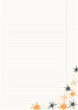 Notebook sheet with blots Illustrazione stock