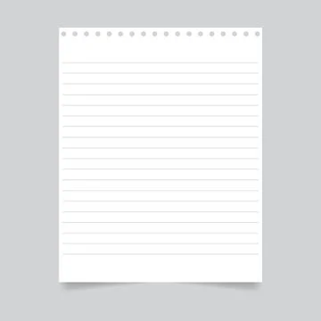 Notebook sheet with holes on a gray background. Stock Illustration