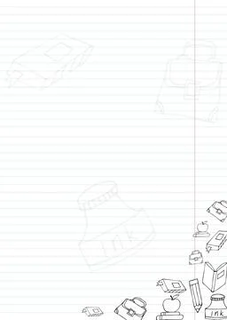 Notebook sheet with school doodles Stock Illustration