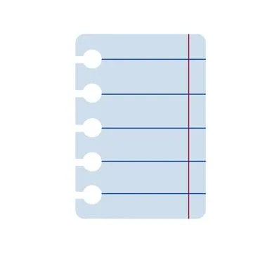 Notebook sheet. White blank page. Paper list from notepad. Stock Illustration