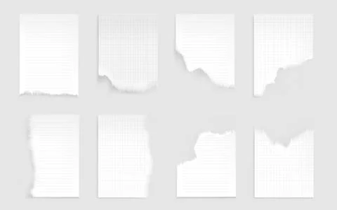 Notebook sheets with torn edge. Ragged blank pages イラスト素材
