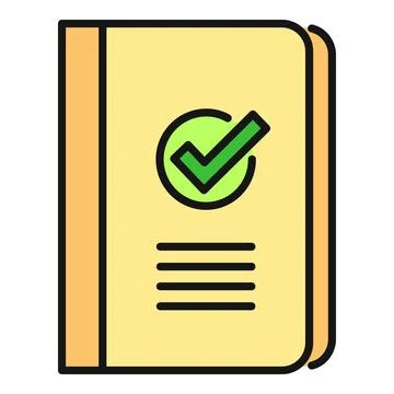 Notebook showing completed task and verified document concept Stock Illustration