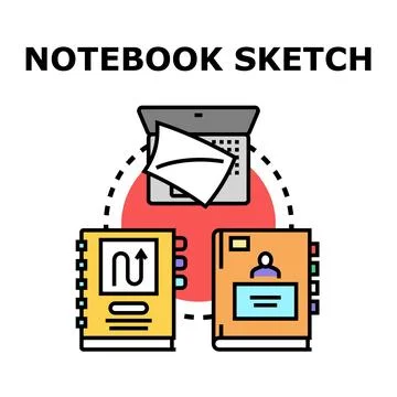 Notebook sketch concept illustrating creative design process 스톡 일러스트