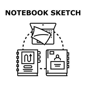 Notebook sketch concept illustrating creative design process Stock Illustration