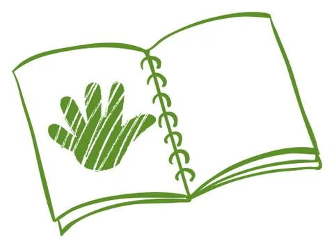 A notebook with a sketch of a hand Stock Illustration