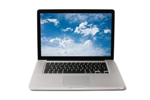 Notebook with sky on screen Stock Photos
