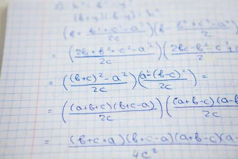 Notebook with some exercices, equations, close up Stock Photos