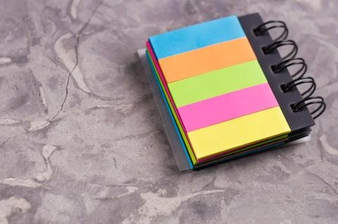 Notebook with spiral and blank rectangle colored pages Stock Photos