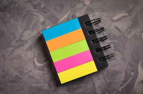 Notebook with spiral and blank rectangle colored pages Stock Photos