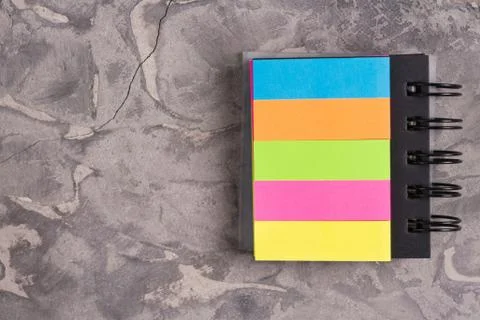 Notebook with spiral and blank rectangle colored pages Stock Photos