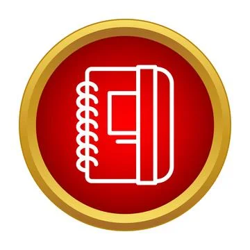 Notebook spiral icon on red round button Stock Illustration