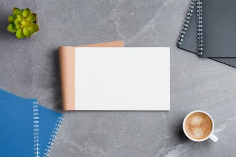 Notebook with spiral notepads on gray Stock Photos