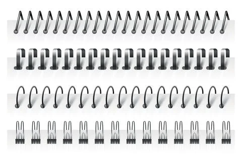 Notebook spirals, wire steel ring bindings and springs for diary, notepad Stock Illustration