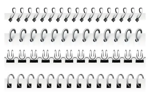 Notebook spirals, wire steel ring bindings and springs for diary. Spiral binder Stock Illustration