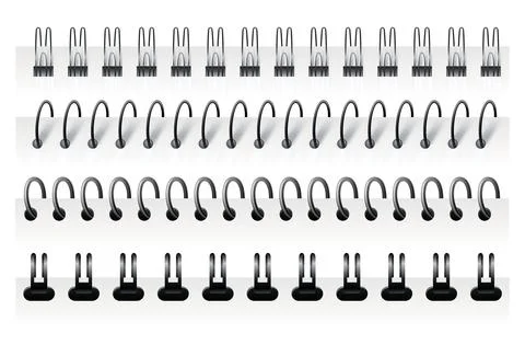Notebook spirals, wire steel ring bindings and springs for diary. Spiral binder Illustrazione stock