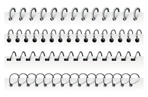 Notebook spirals, wire steel ring bindings and springs for diary. Spiral binder Stock Illustration