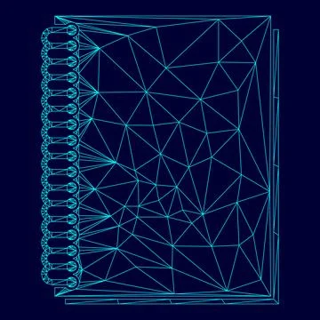 Notebook with spring low poly triangulation triangulated polygonal electric.. Illustrazione stock