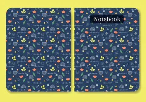 Notebook with springtime pattern. Cover page design aesthetic flourish artw.. Stock Illustration