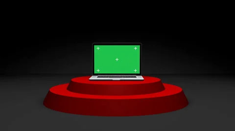 Notebook on Stage With Green Screen With Alpha Stock Footage 29327153