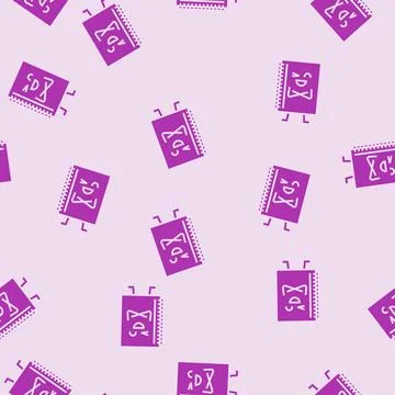 Notebook stationery character glyph seamless pattern Stock Illustration