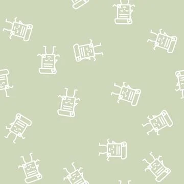 Notebook stationery character line vector seamless pattern 스톡 일러스트