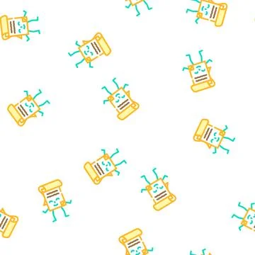 Notebook stationery character vector seamless pattern 库存插图