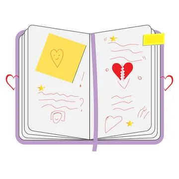 Notebook with sticky notes Stock Illustration