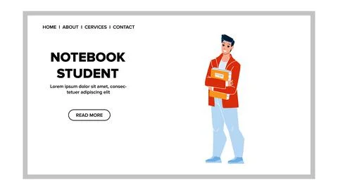 Notebook Student Holding In University Vector Stock Illustration