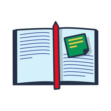 Notebook Of Student Notes In Margins And Bookmark Stock Illustration